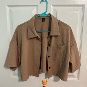 SHEIN EZwear Summer Drop Shoulder Pocket Patched Shirt Without Cami Top - NEW